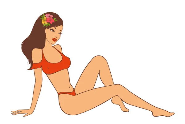 Beautiful pin-up girl in retro style. — Stock Vector
