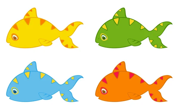 Set of little colorful tropical fish — Stock Vector