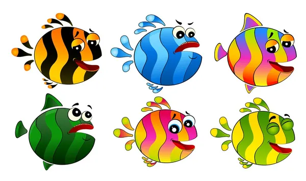 Ensemble de petits poissons tropicaux colorés — Image vectorielle