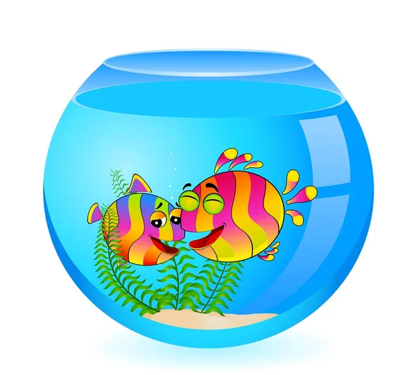 Ikan tropis kecil berwarna-warni di akuarium - Stok Vektor