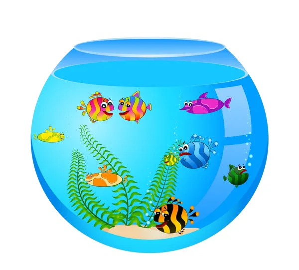 Little colorful tropical fish in aquarium — Stock Vector