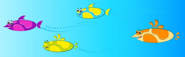 Ensemble de petits poissons tropicaux colorés — Image vectorielle