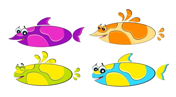 Zestaw mały kolorowe ryby tropikalne — Wektor stockowy