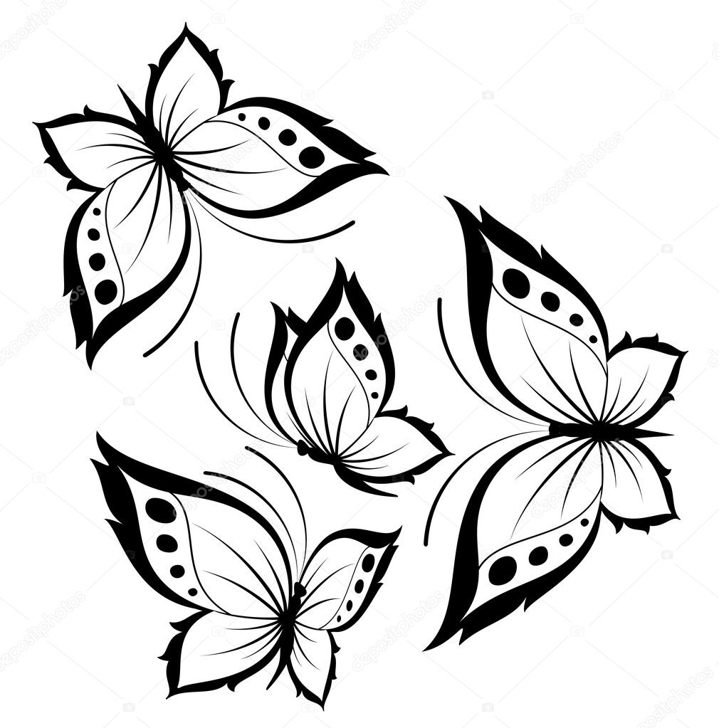 Beautiful butterflies for a design Stock Vector by ©Forewer 7382035