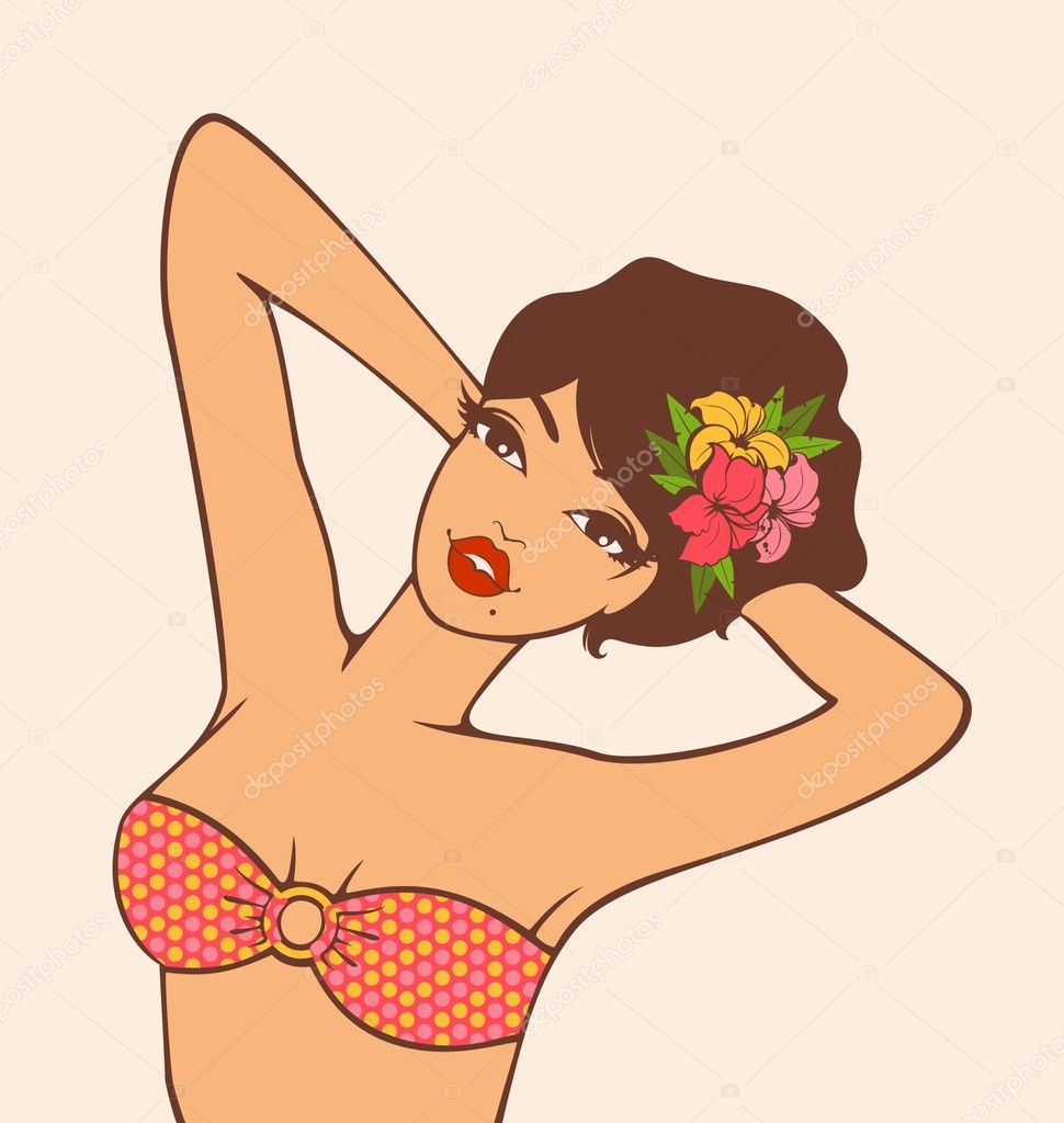 Beautiful Pin Up Girl In Retro Style Stock Vector Image By C Forewer