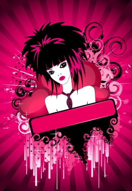 Portrait of beautiful girl of emo clipart