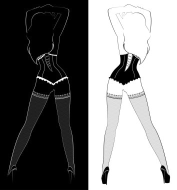 Vector sexy women dances striptease clipart