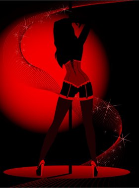 Beautiful silhouette of young women dancing a striptease clipart