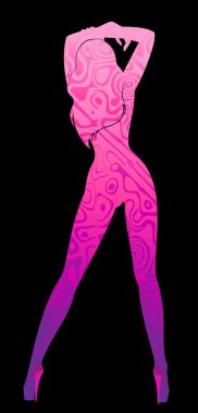 Beautiful silhouette of young women dancing a striptease clipart