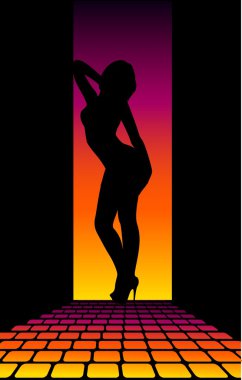 Vector sexy girl dances striptease clipart