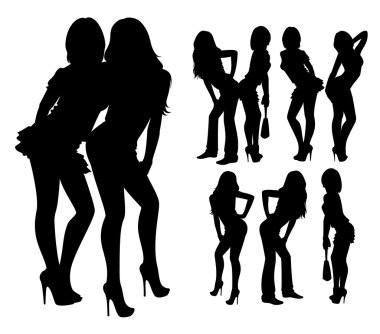 Silhouette of girls clipart