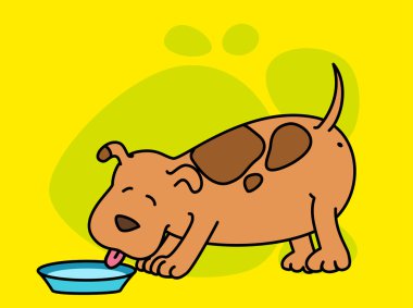 Illustration of cartoon dog eats clipart