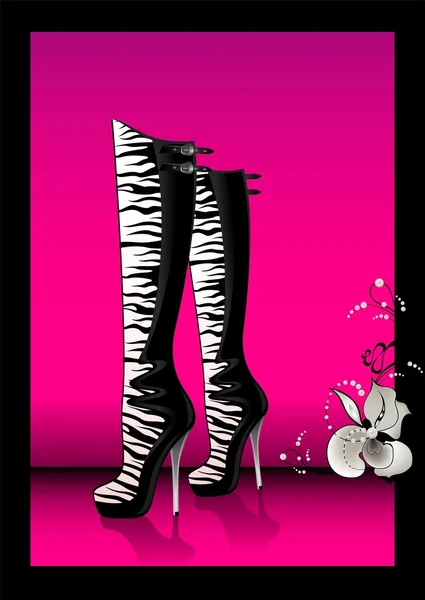 Belles chaussures sexy féminines avec fleur — Image vectorielle