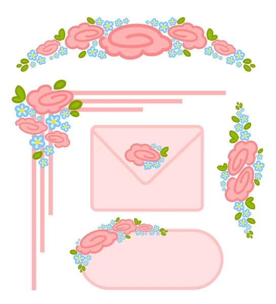 Conjunto vectorial de sellos postales de San Valentín — Vector de stock