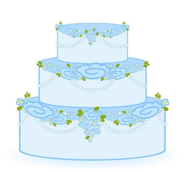 Illustrazione di torta nuziale dolce blu su sfondo bianco — Vettoriale Stock