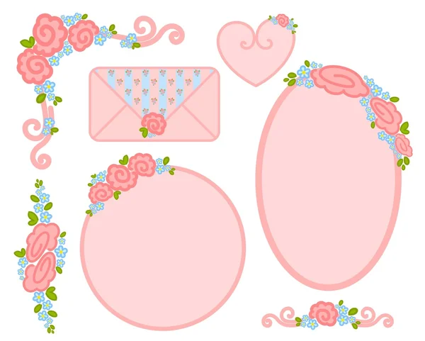 バレンタインの日郵便切手のベクトルを設定 — ストックベクタ