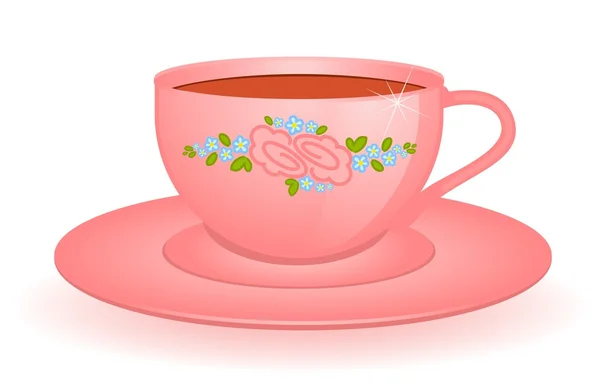 Rosa hermosa taza aislada en blanco — Vector de stock
