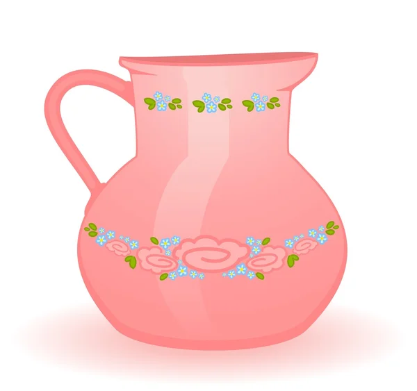 Pink beautiful jug isolated on white — Stock Vector