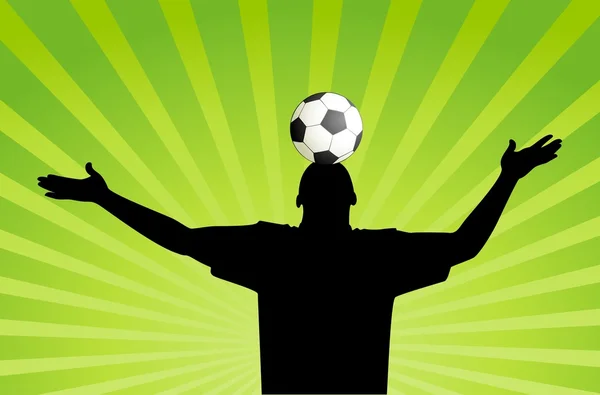 Silueta del hombre con un fútbol — Archivo Imágenes Vectoriales
