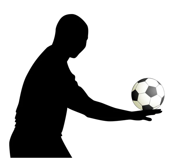 Силует людини з футболом — стоковий вектор
