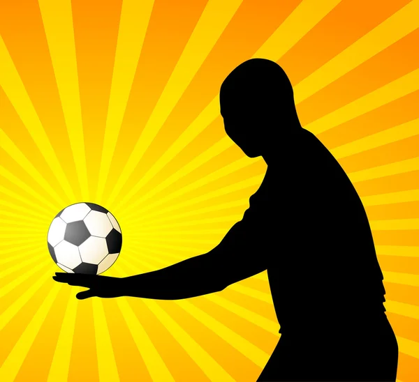 Silhouette dell'uomo con un calcio — Vettoriale Stock
