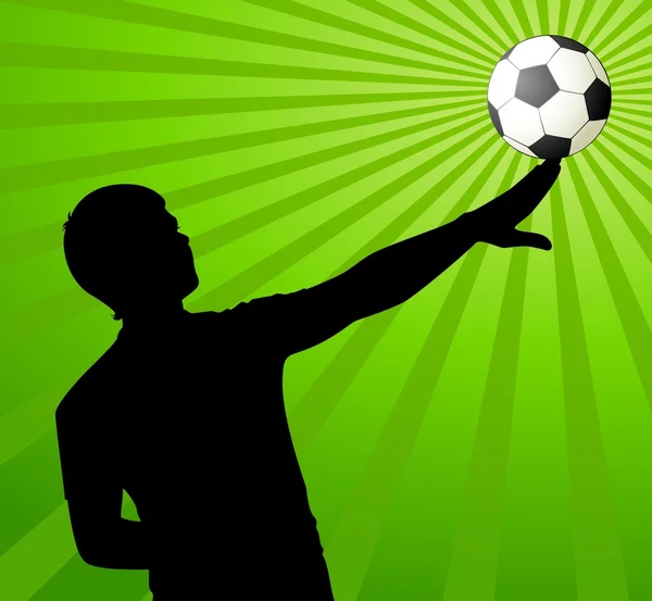 Силует людини з футболом — стоковий вектор