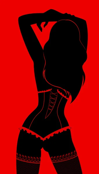 Hermosa silueta de mujeres jóvenes bailando un striptease — Vector de stock