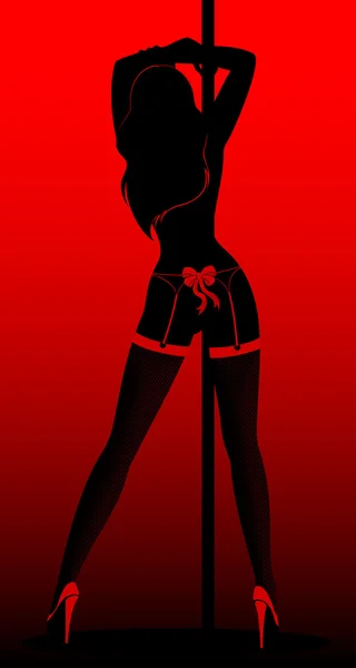 Belle silhouette de jeunes femmes dansant un strip-tease — Image vectorielle