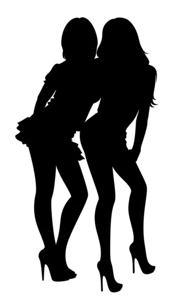 Silhouette de filles — Image vectorielle