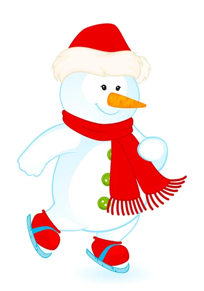 Dessin animé petit bonhomme de neige mignon — Image vectorielle
