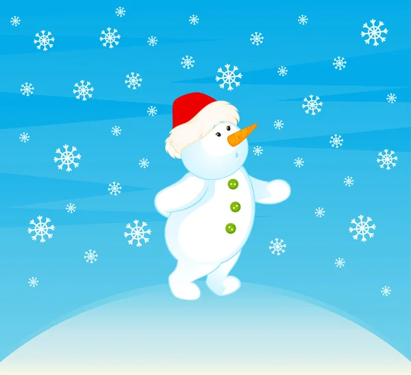Desenhos animados pequeno boneco de neve bonito —  Vetores de Stock