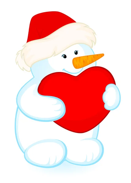 Vector desenho animado pouco bonitinho boneco de neve com banner —  Vetores de Stock