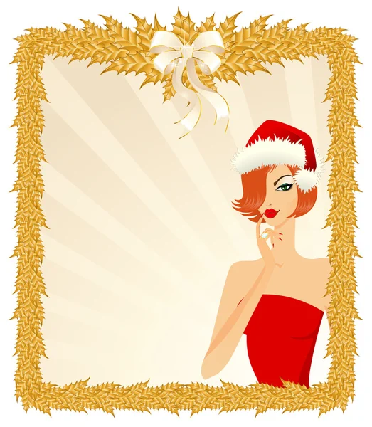 美丽的雪姑娘 christmastides 的背景上 — 图库矢量图片
