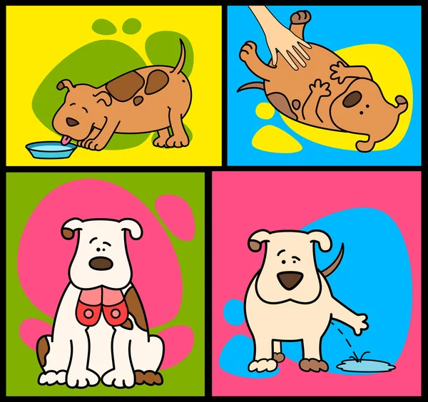Conjunto de perros de dibujos animados — Vector de stock