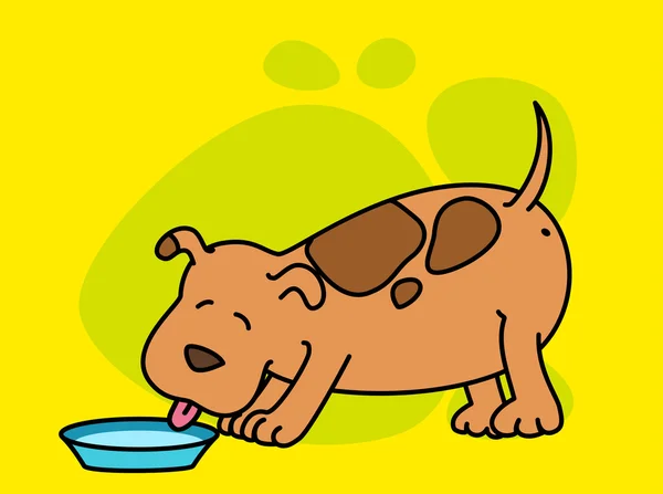 Illustration of cartoon dog eats — Stock Vector