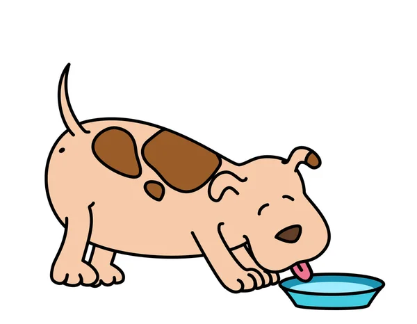 Illustration of cartoon dog eats — Stock Vector