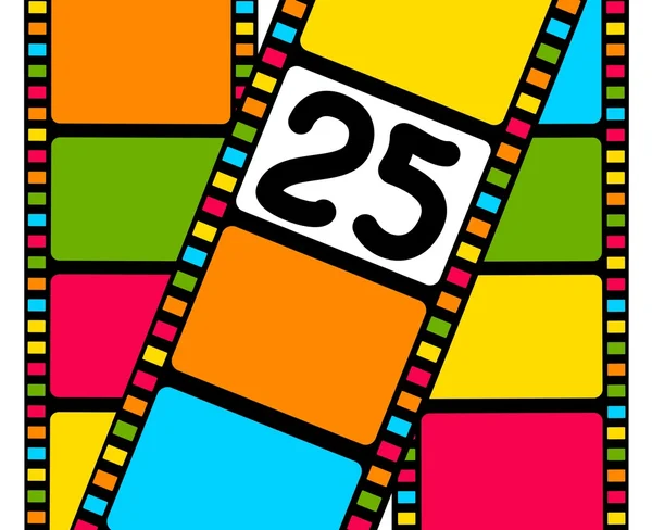 Film vierge bande colorée avec un 25 shot — Image vectorielle