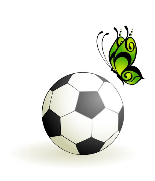 Fútbol con mariposa — Vector de stock