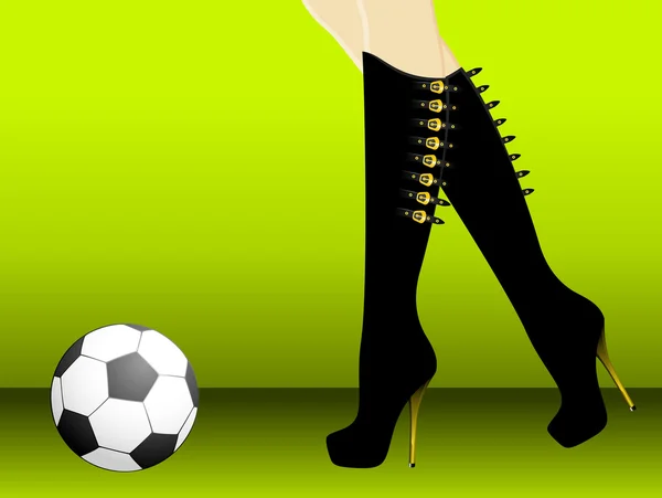 Vektör futbol topu ve güzel kadınsı ayaklar — Stok Vektör