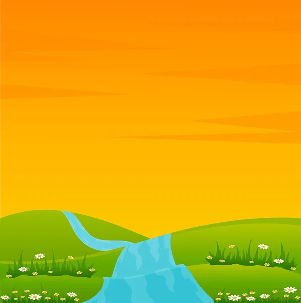 Vector Country Landscape with trees and river