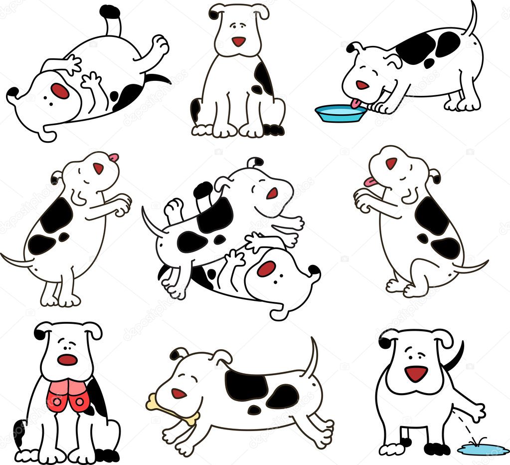 Conjunto De Perros De Dibujos Animados Stock Vector By ©forewer 7396274 