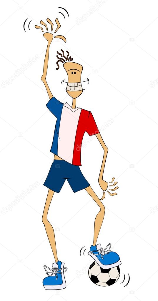 Cartoon athletic man with football against white background — Stock ...