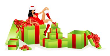 güzel kar bakireler ve christmasti için bir arka plan üzerine bir yay ile hediye
