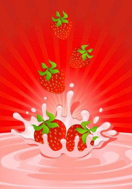 Tasty fruit in yoghurt clipart