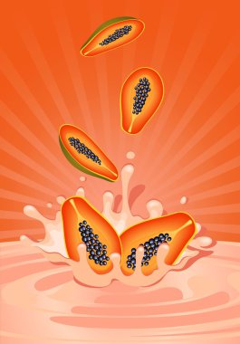 Tasty fruit in yoghurt clipart