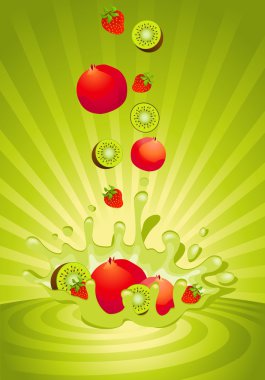 Tasty fruit in yoghurt clipart