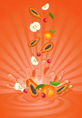 Tasty fruit in yoghurt clipart