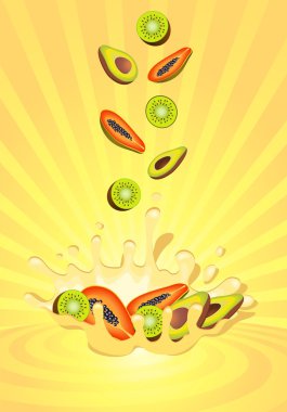 Tasty fruit in yoghurt clipart