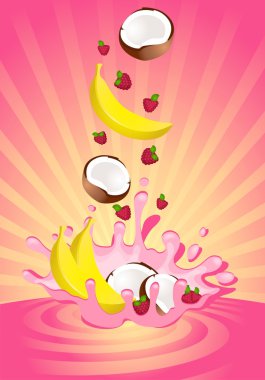 Tasty fruit in yoghurt clipart