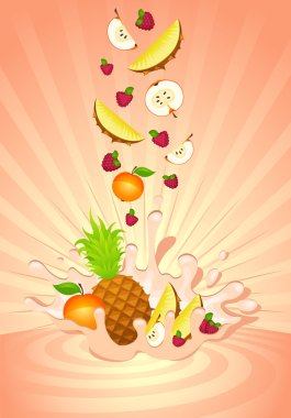 Tasty fruit in yoghurt clipart